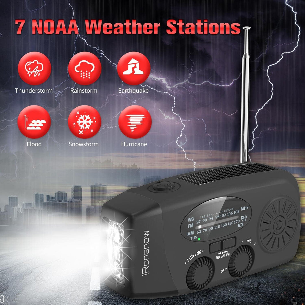 NOAA Emergency Radio - Rechargeable / Hand Crank / Solar