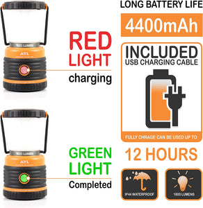 LED Lantern Light and Power Bank Combo - Rechargeable via USB - Waterproof