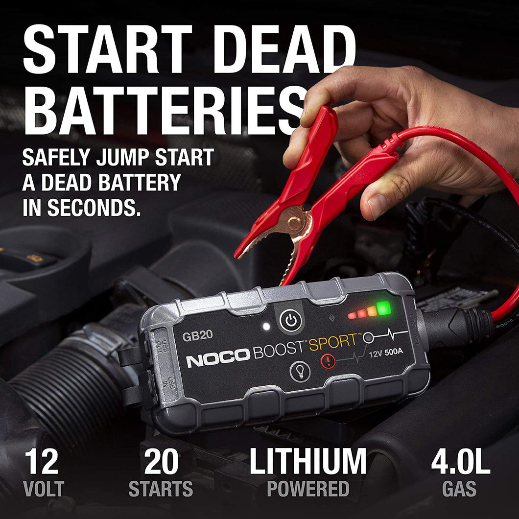 NOCO Boost Sport GB20 - 500 AMP 12 Volt - Emergency Car Booster Jump Starter