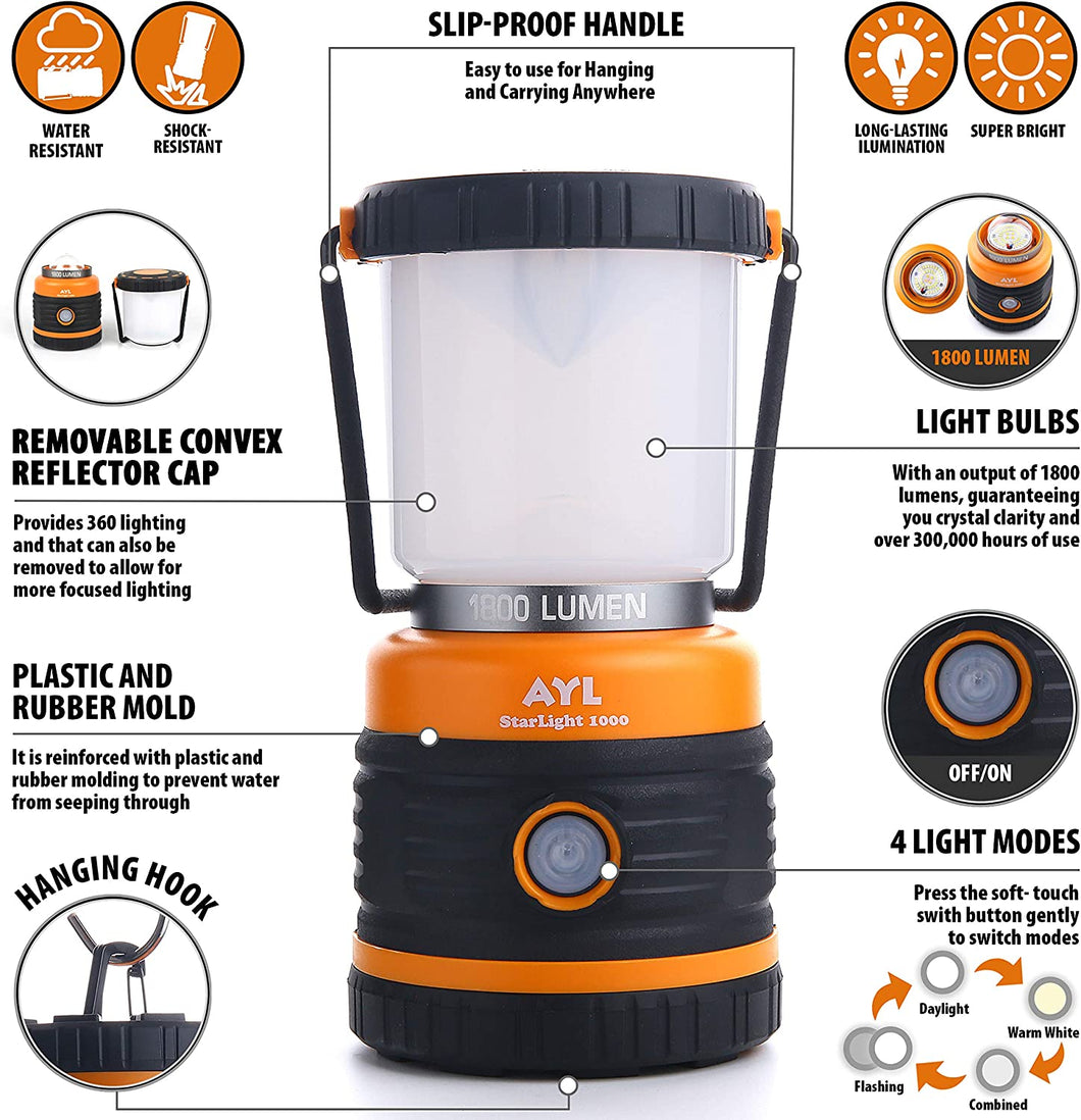 LED Lantern Light and Power Bank Combo - Rechargeable via USB - Waterproof