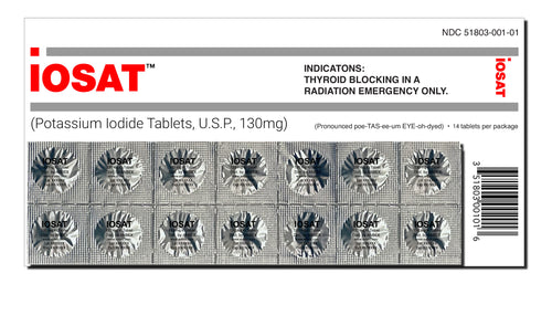 iOSAT Potassium Iodide Pills - 130MG (Adults) - 14 Tablets - FDA Approved - 