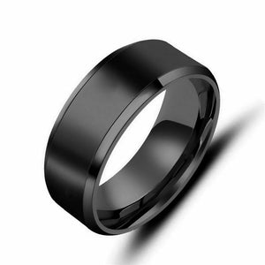 Mens stainless steel ring wedding band - Black
