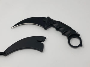 Karambit fixed blade self defense fighting knife black