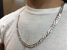 Load image into Gallery viewer, Sterling silver figaro chain 7.7mm 24 inches