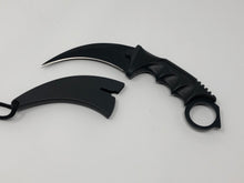 Load image into Gallery viewer, Karambit fixed blade self defense fighting knife black