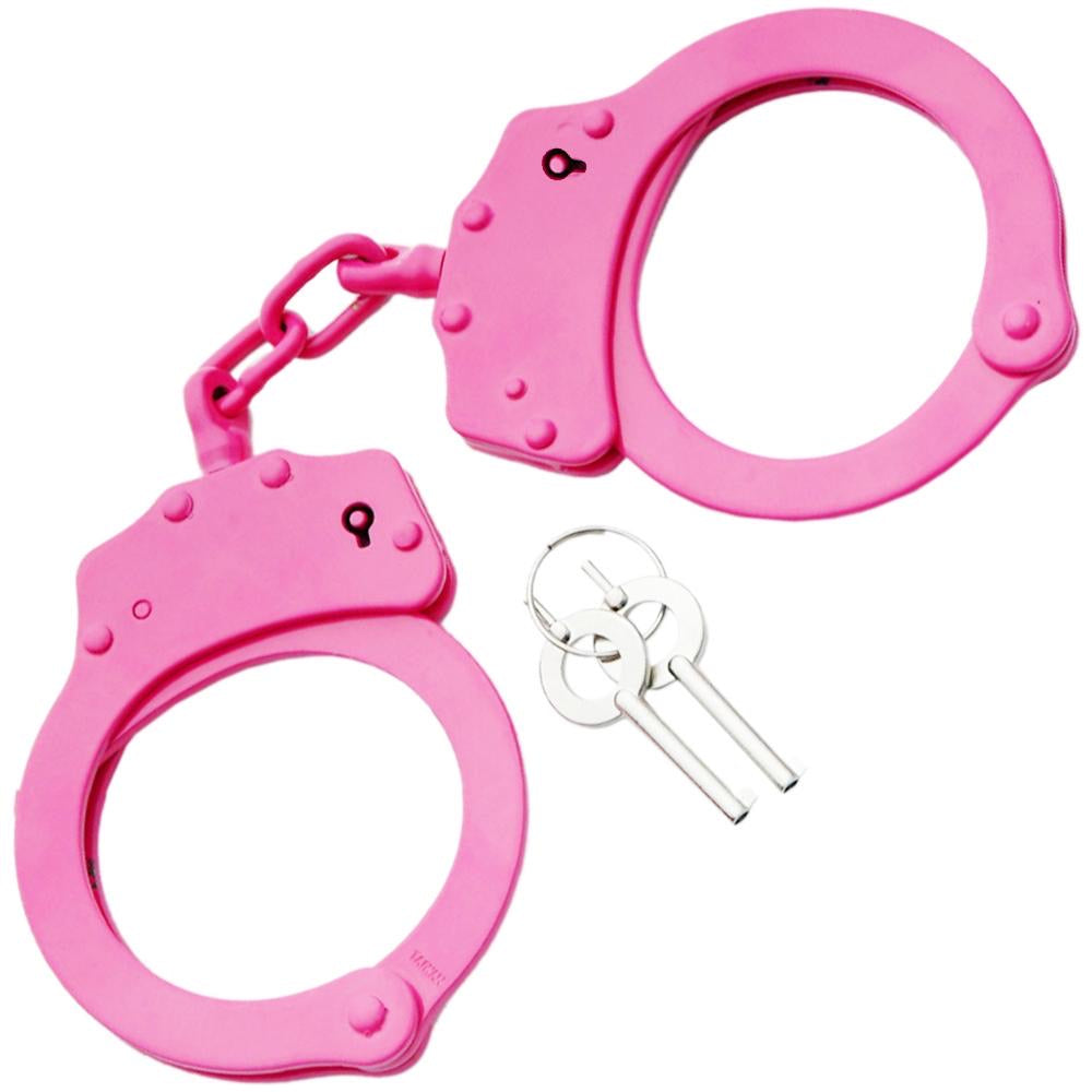 Pink handcuffs with keys - professional grade - double lock